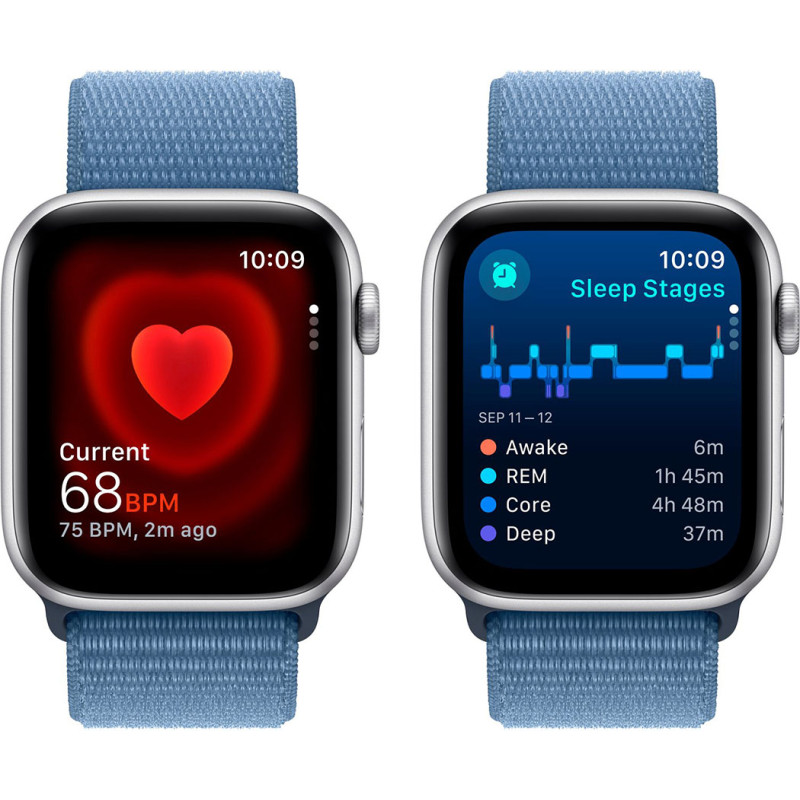 Смартгодинник Apple Watch SE GPS 44mm Silver Aluminium Case with Winter Blue Sport Loop Оригінальний, Новий