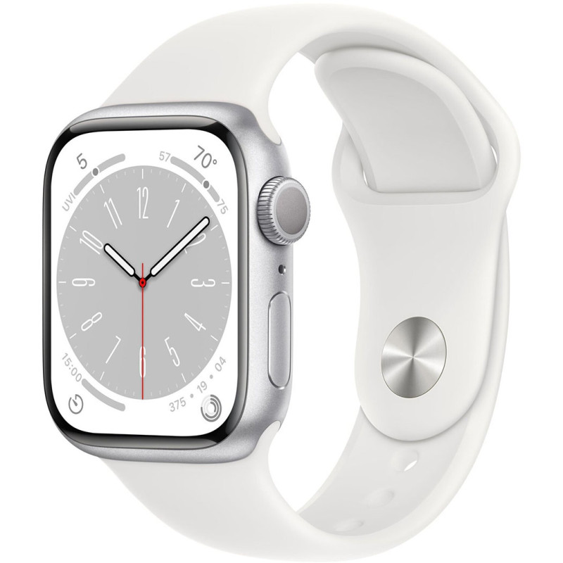 Смартгодинник Apple Watch Series 8 GPS 45mm Silver Aluminum Case with White Sport Band (MP6Q3/MP6N3) Оригінальний, Новий