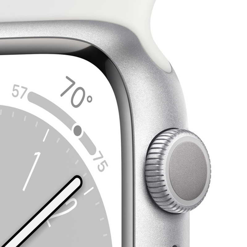 Смартгодинник Apple Watch Series 8 GPS 45mm Silver Aluminum Case with White Sport Band (MP6Q3/MP6N3) Оригінальний, Новий
