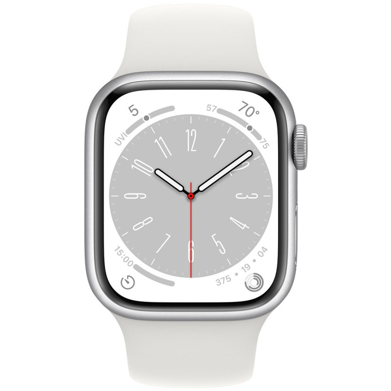 Смартгодинник Apple Watch Series 8 GPS 45mm Silver Aluminum Case with White Sport Band (MP6Q3/MP6N3) Оригінальний, Новий