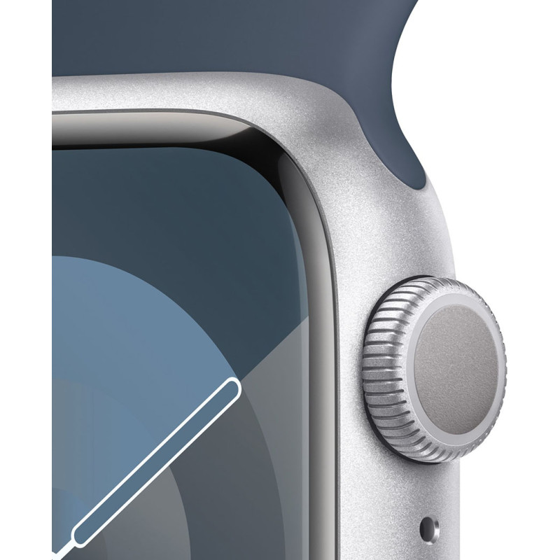 Смартгодинник Apple Watch Series 9 GPS 41mm Silver Aluminium Case with Storm Blue Sport Band – M/L Оригінальний, Новий