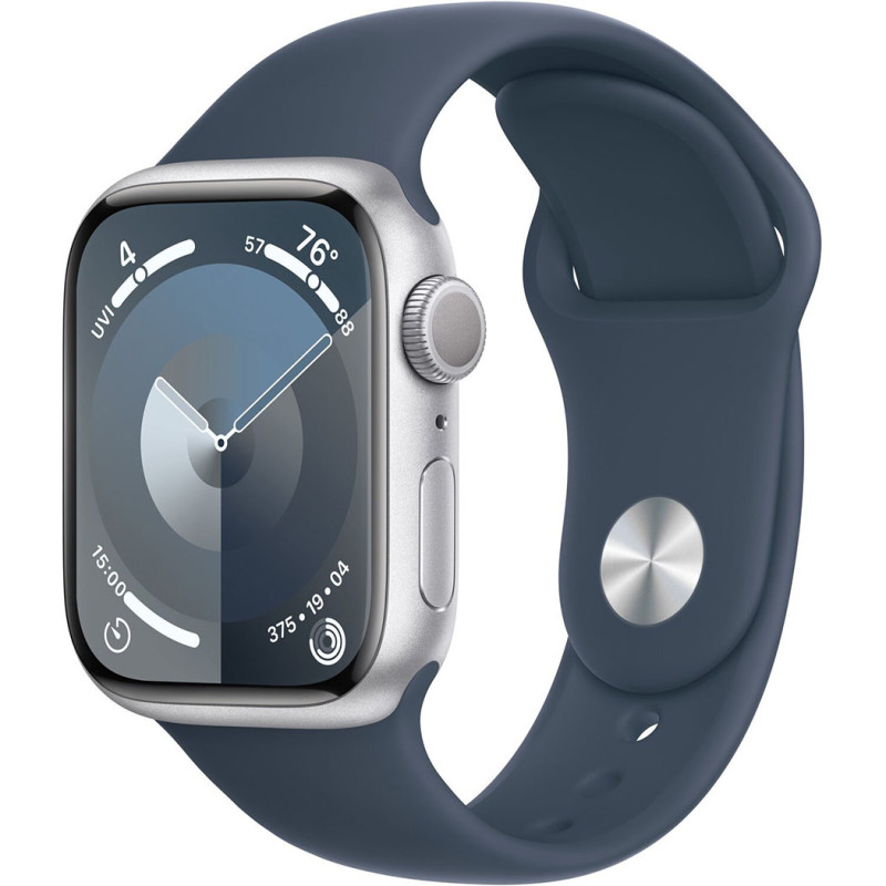 Смартгодинник Apple Watch Series 9 GPS 41mm Silver Aluminium Case with Storm Blue Sport Band – S/M Оригінальний, Новий