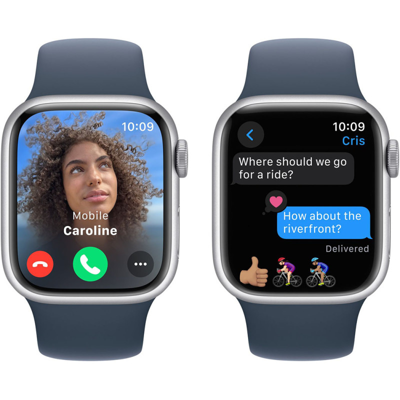 Смартгодинник Apple Watch Series 9 GPS 41mm Silver Aluminium Case with Storm Blue Sport Band – S/M Оригінальний, Новий