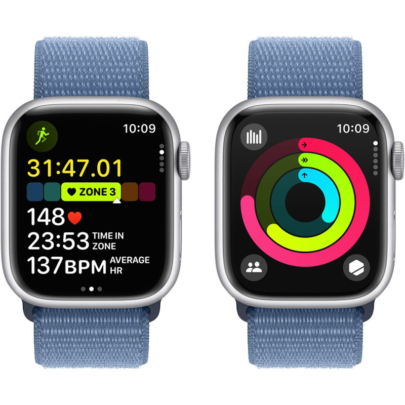 Смартгодинник Apple Watch Series 9 GPS 41mm Silver Aluminium Case with Winter Blue Sport Loop Оригінальний, Новий