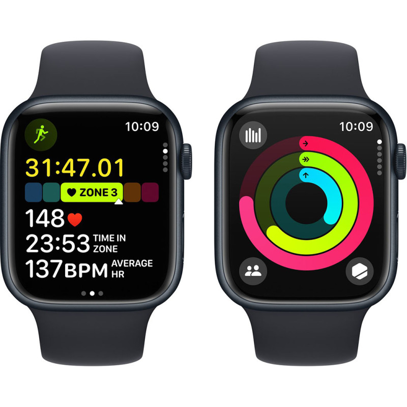 Смартгодинник Apple Watch Series 9 GPS 45mm Midnight Aluminium Case with Midnight Sport Band – M/L Оригінальний, Новий