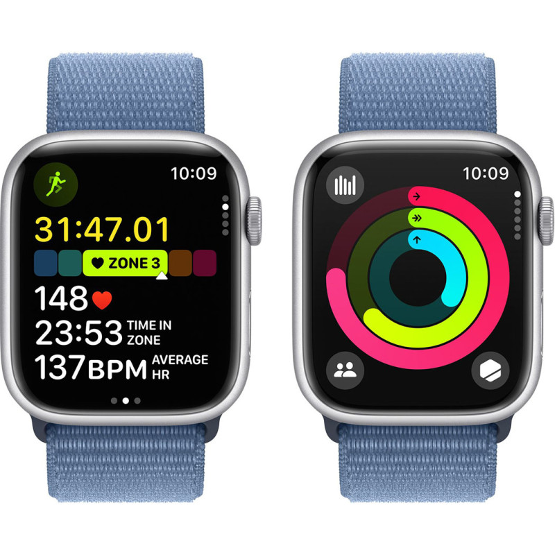 Смартгодинник Apple Watch Series 9 GPS 45mm Silver Aluminium Case with Winter Blue Sport Loop Оригінальний, Новий