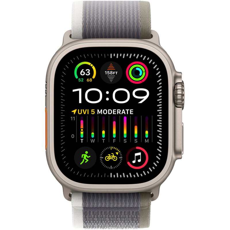 Смартгодинник Apple Watch Ultra 2 GPS + Cellular, 49mm Titanium Case with Green/Grey Trail Loop – S/M Оригінальний, Новий