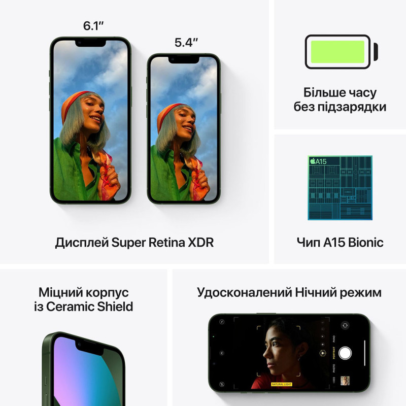 Смартфон Apple iPhone 13 256Gb Green Оригінальний, Новий