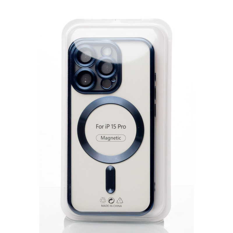 Силіконовий чохол SHINING with MagSafe для iPhone 15 Pro темно-синій