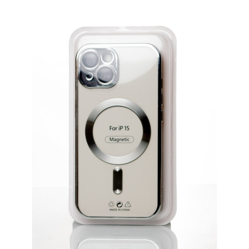 Силіконовий чохол SHINING with MagSafe для iPhone 15 срібний