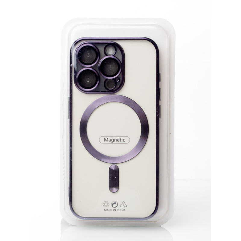Силіконовий чохол SHINING with MagSafe для iPhone 15 Pro темно-фіолетовий