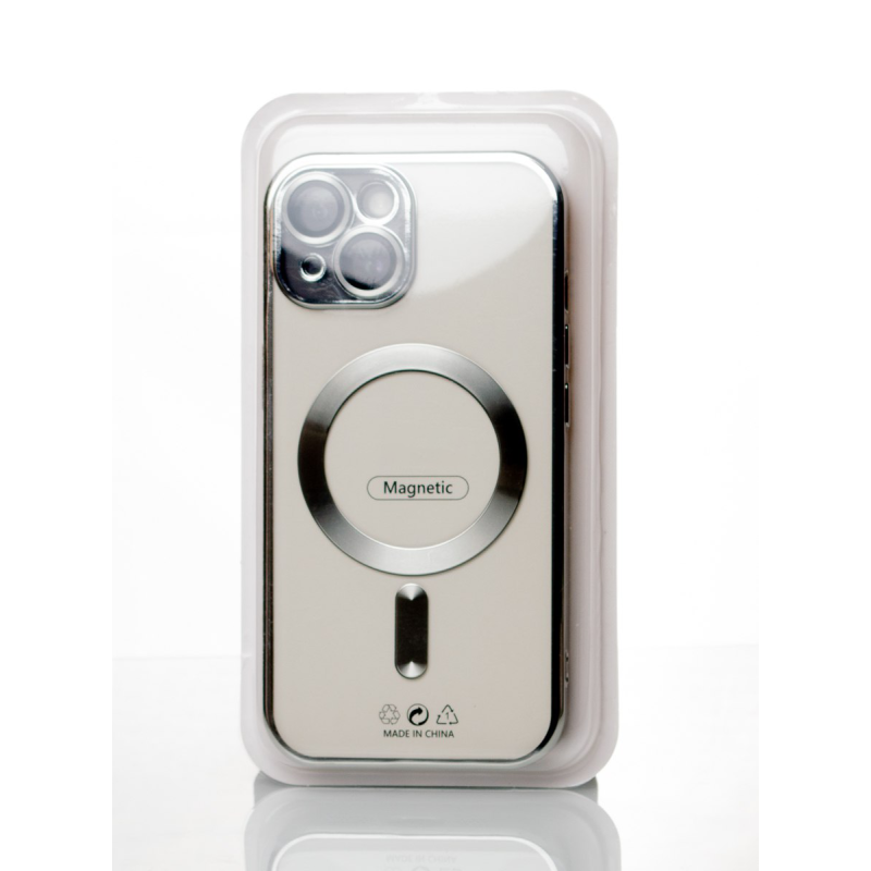 Силіконовий чохол SHINING with MagSafe для iPhone 15 Plus срібний