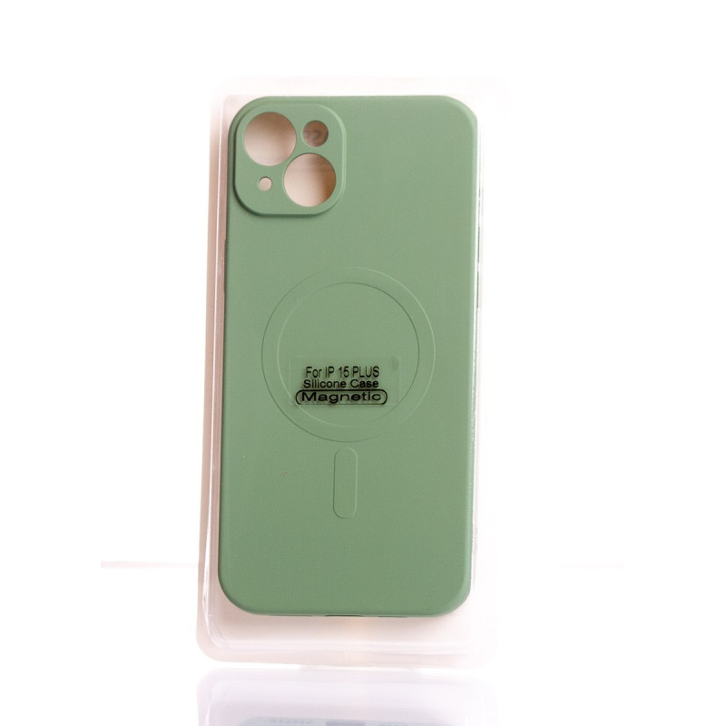 Силіконовий чохол MagSafe SOFT для iPhone 15 Plus оливковий