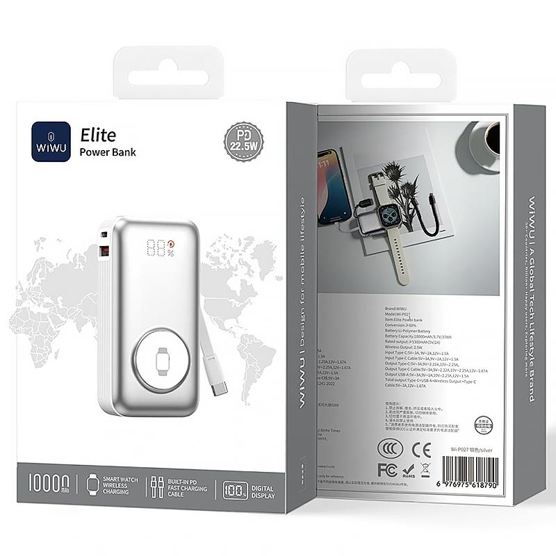 Портативное ЗУ Power Bank WIWU Wi-P027 Elite 22.5W with cable 10000 mAh