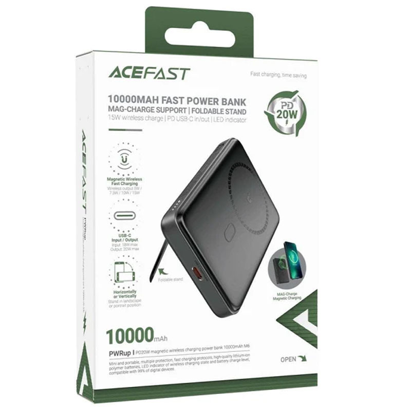 Портативное ЗУ Power Bank Acefast M6 PD20W с БЗУ 10000 mAh