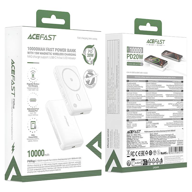 Портативное ЗУ Power Bank Acefast M26 20W с БЗУ 10000 mAh