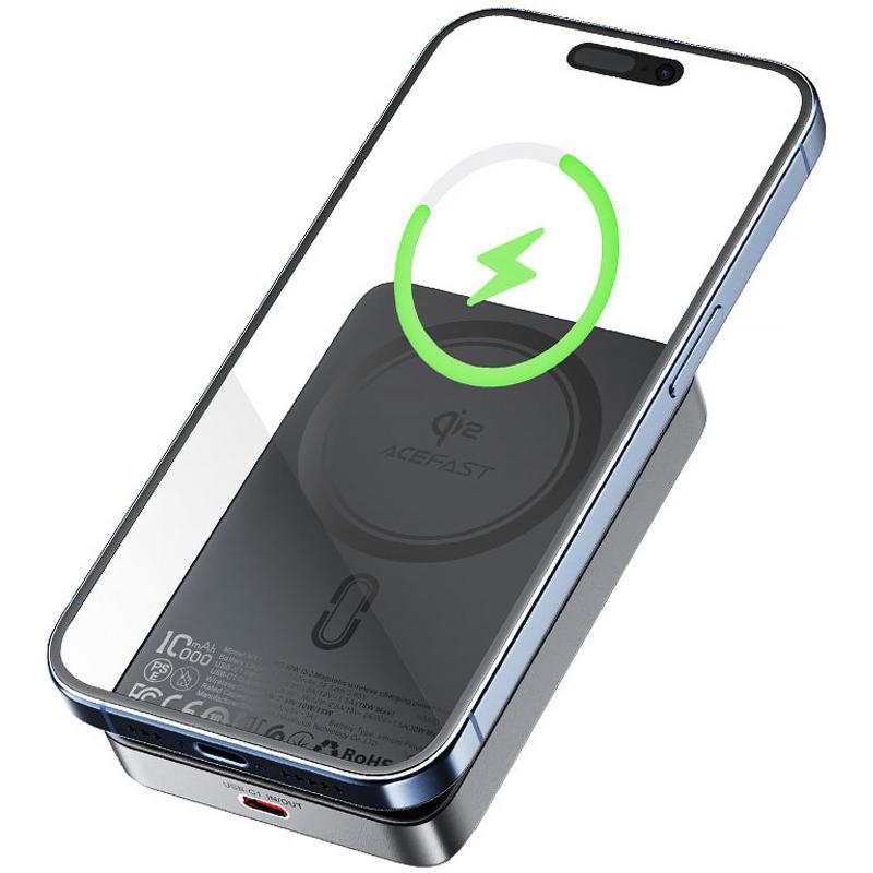 Портативное ЗУ Power Bank Acefast M11 30W Qi2 с БЗУ 10000 mAh