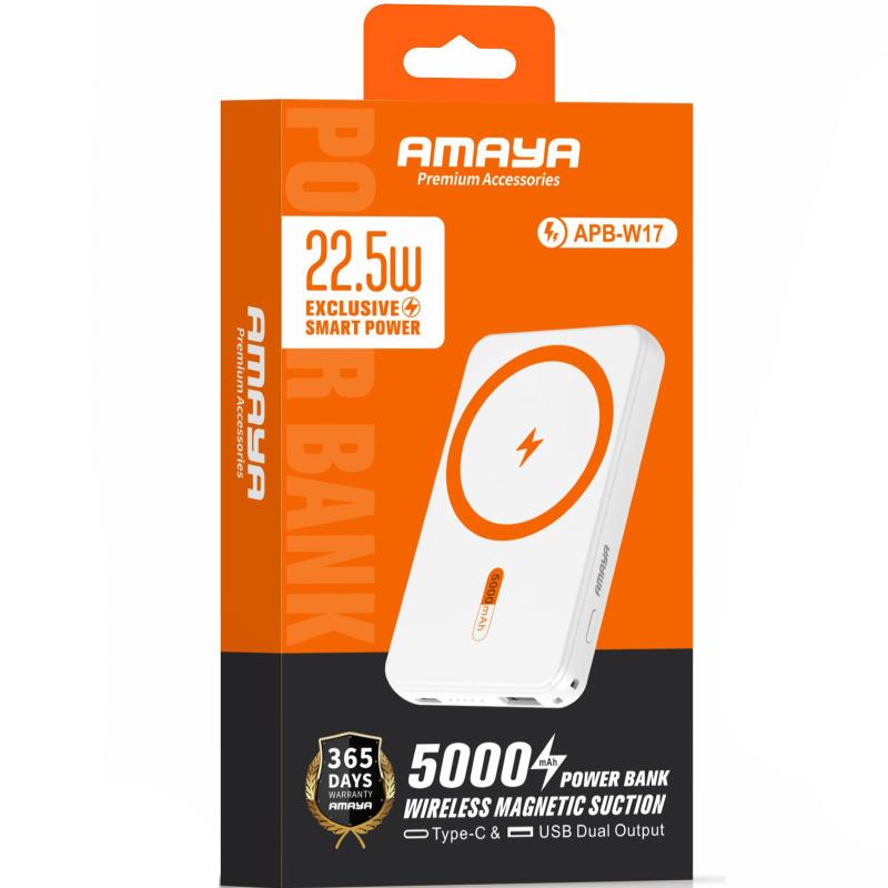 Портативное ЗУ Power Bank Amaya W17 15W+PD22.5W с БЗУ 5000 mAh