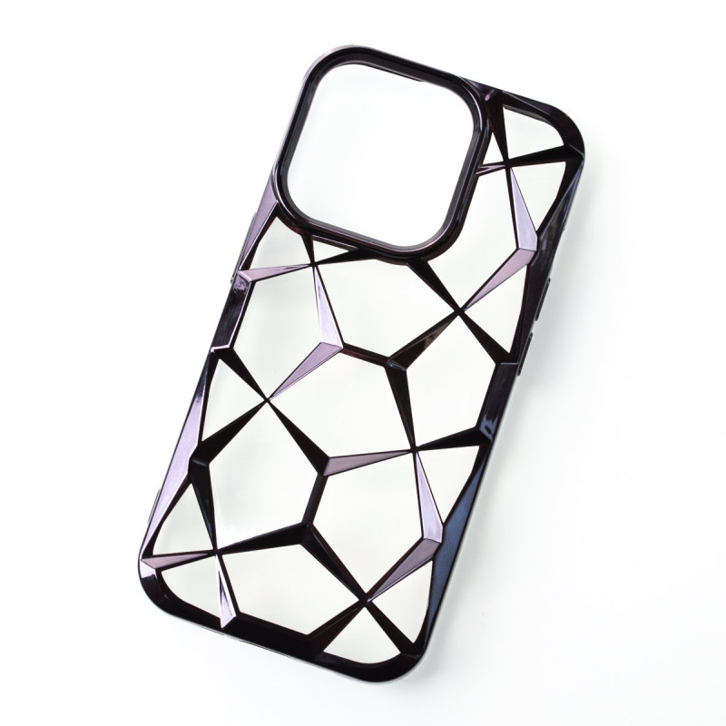 Силіконовий чохол THREE-DIMENSIONAL DIAMOND для телефону iPhone 15 Pro чорний