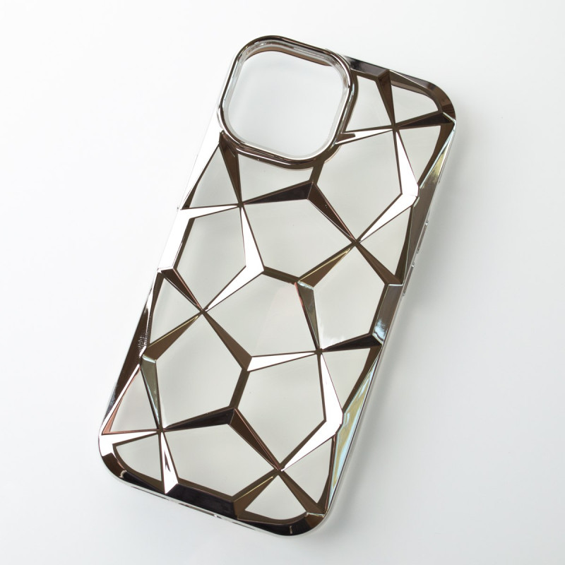 Силіконовий чохол THREE-DIMENSIONAL DIAMOND для телефону iPhone 15 срібний