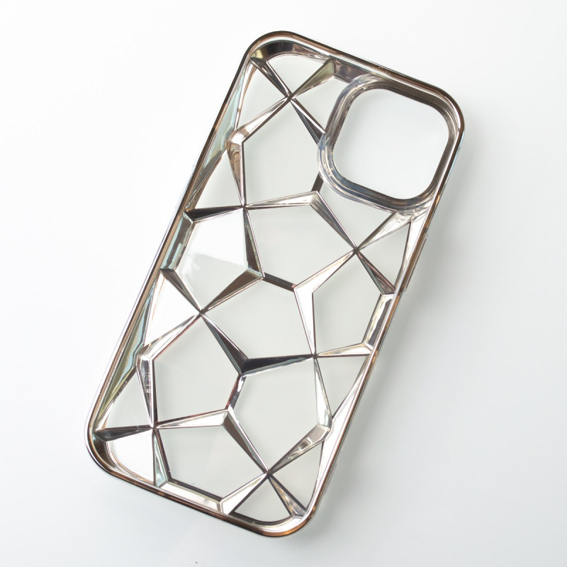 Силіконовий чохол THREE-DIMENSIONAL DIAMOND для телефону iPhone 15 срібний