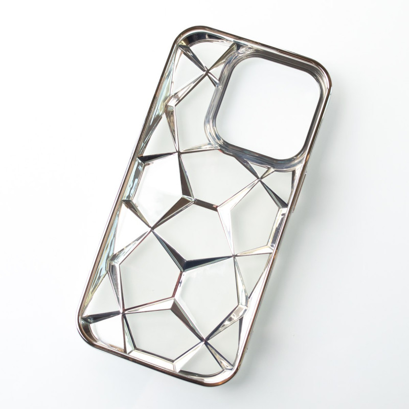 Силіконовий чохол THREE-DIMENSIONAL DIAMOND для телефону iPhone 14 Pro срібний