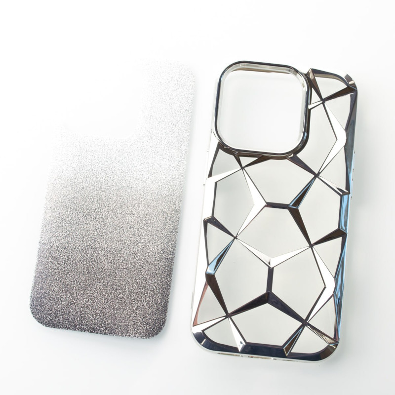 Силіконовий чохол THREE-DIMENSIONAL DIAMOND для телефону iPhone 14 Pro срібний