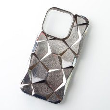 Силіконовий чохол THREE-DIMENSIONAL DIAMOND для телефону iPhone 15 Pro срібний