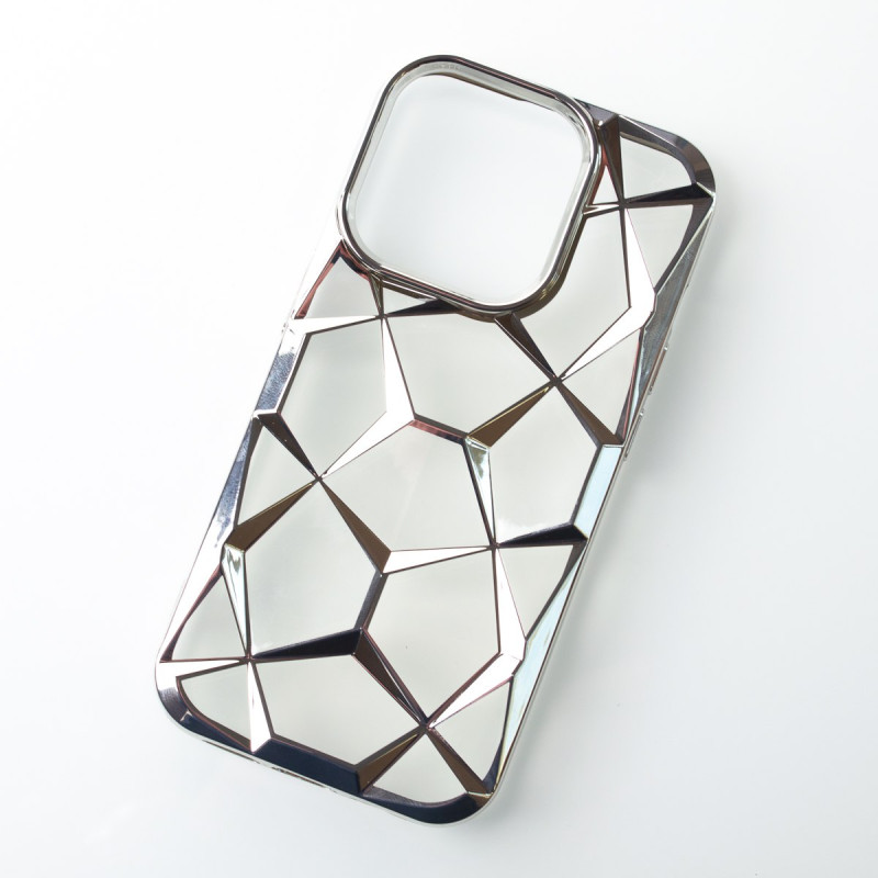 Силіконовий чохол THREE-DIMENSIONAL DIAMOND для телефону iPhone 15 Pro срібний