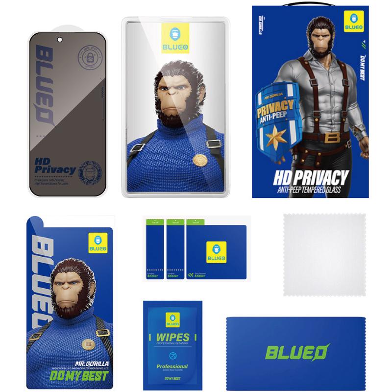 Защитное 2.5D стекло Blueo Full Cover Anti-Peep для Apple iPhone 17 Pro Max (6.9")