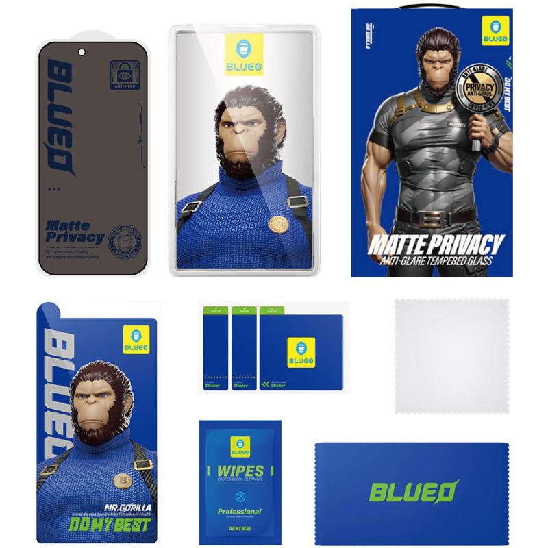 Защитное 2.5D стекло Blueo Full Cover Anti-Peep Matte для Apple iPhone 17 / 17 Pro (6.3")