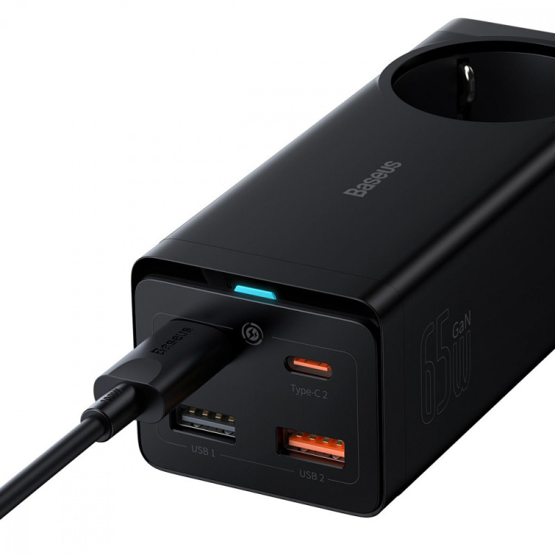 Мережевий фільтр Baseus GaN3 Pro Desktop Powerstrip 65W (2xType-C + 2xUSB + AC(EU)) black
