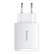 МЗП Baseus Compact Quick Charger 30W QC+ PD (1Type-C + 2USB) white