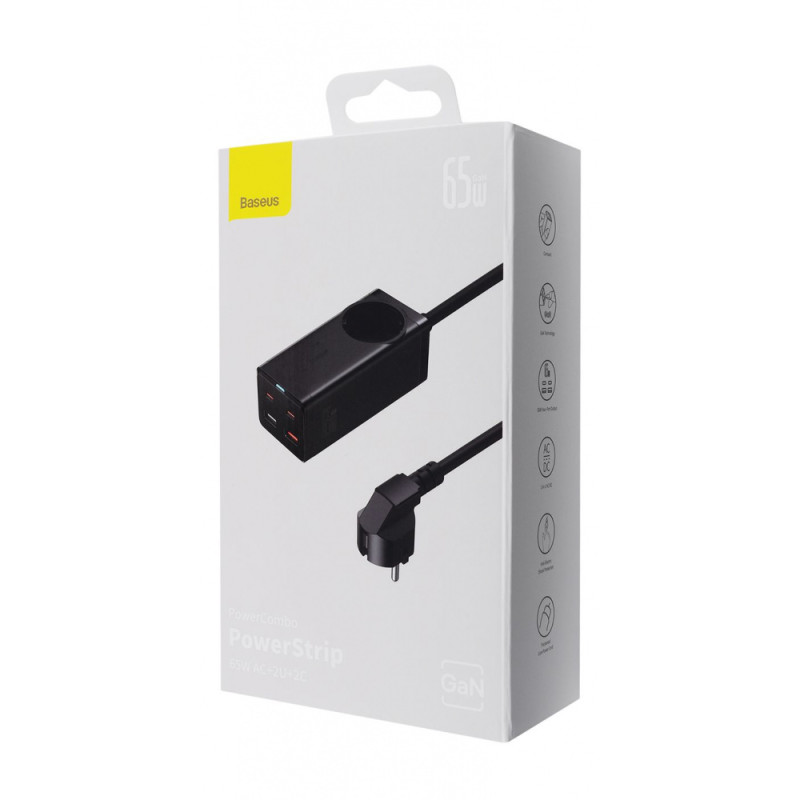 Мережевий фільтр Baseus GaN3 Pro Desktop Powerstrip 65W (2xType-C + 2xUSB + AC(EU)) black