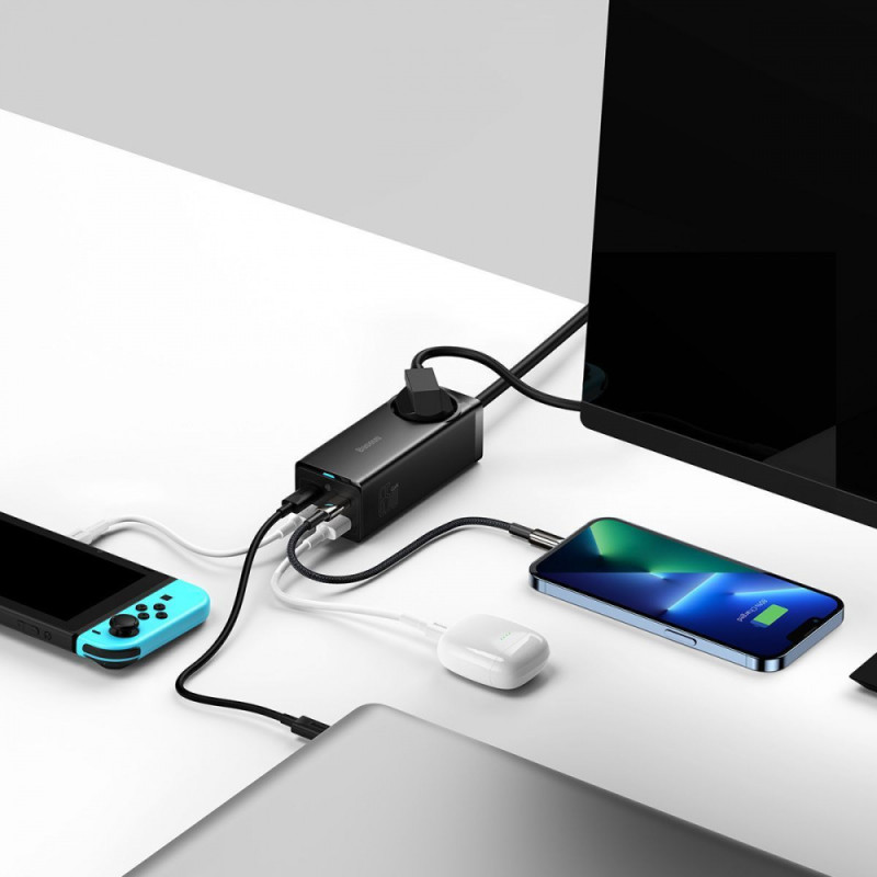 Мережевий фільтр Baseus GaN3 Pro Desktop Powerstrip 65W (2xType-C + 2xUSB + AC(EU)) black