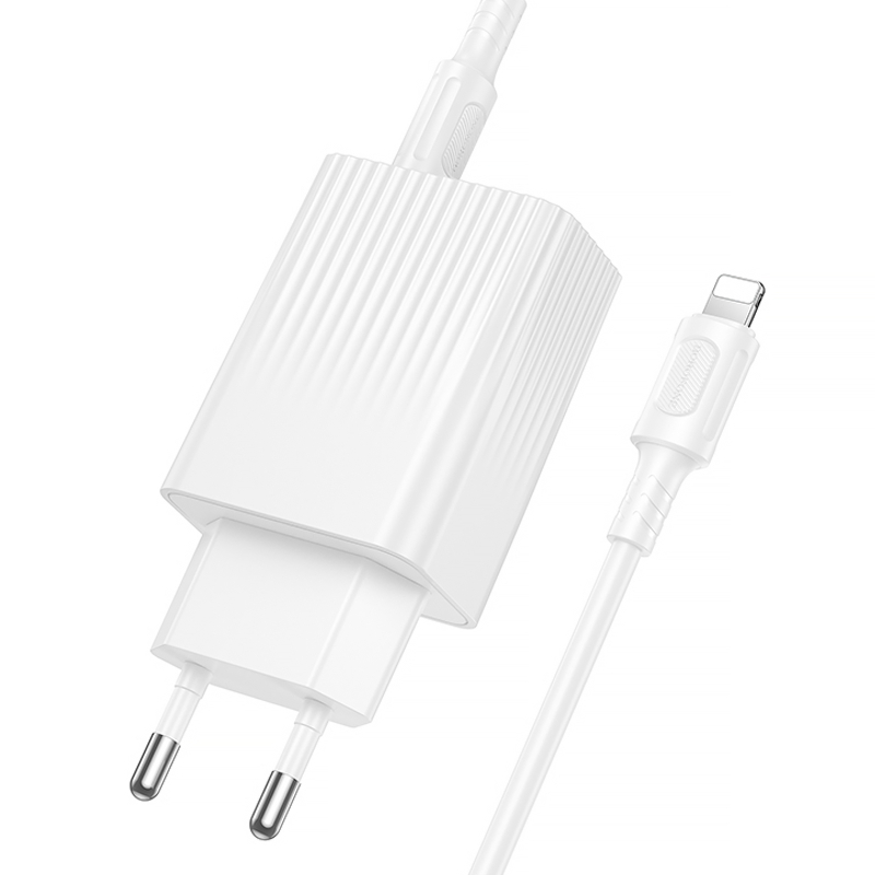 Уценка СЗУ Borofone BAS76A Source PD30W+QC3.0 (1USB-A/1C) + кабель Type-C to Lightning