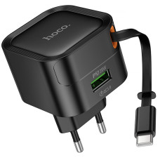 Уценка СЗУ Hoco C154A Changer With Retractable Cable Type-C PD20W+QC3.0 (1USB-C)