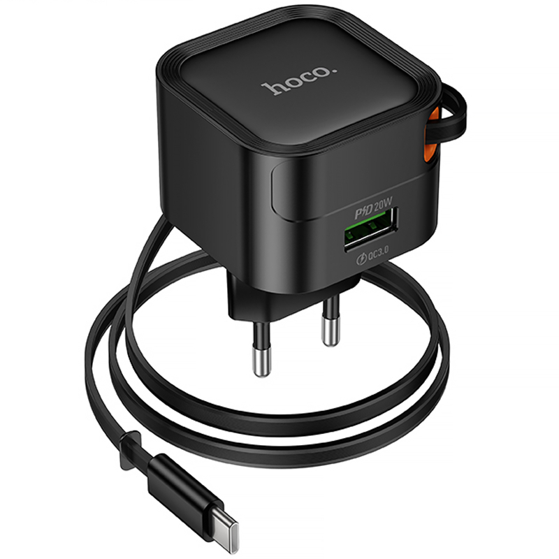 Уценка СЗУ Hoco C154A Changer With Retractable Cable Type-C PD20W+QC3.0 (1USB-C)