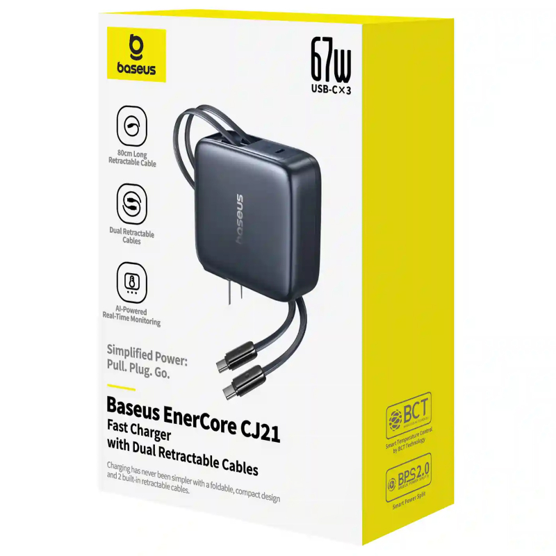 СЗУ Baseus EnerCore CJ21 PD67W with retractable cables (3USB-C) (E0121D)