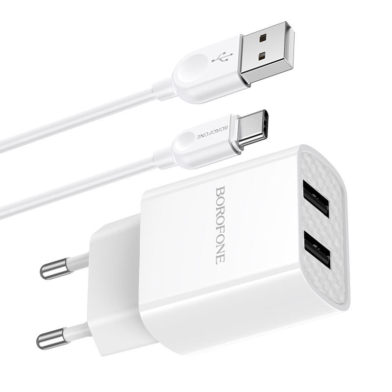 СЗУ Borofone BA53A Powerway (2USB/2.1A) + Type-C