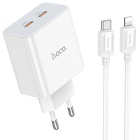 СЗУ Hoco C108A PD 35W (2USB-C) + кабель Type-C to Lightning