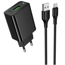 СЗУ Hoco CS92A Leader 18W+QC3.0 (1USB-A) + кабель USB to Type-C