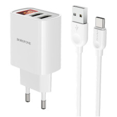 СЗУ Borofone BA58A with digital display 2.4A (2USB-A) + кабель USB to Type-C