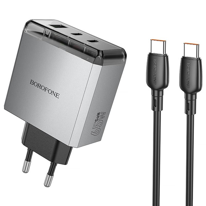 Уценка СЗУ Borofone BN22 Lena PD65W (1USB-A/2C) + кабель Type-C to Type-C