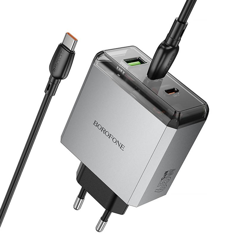 Уценка СЗУ Borofone BN22 Lena PD65W (1USB-A/2C) + кабель Type-C to Type-C