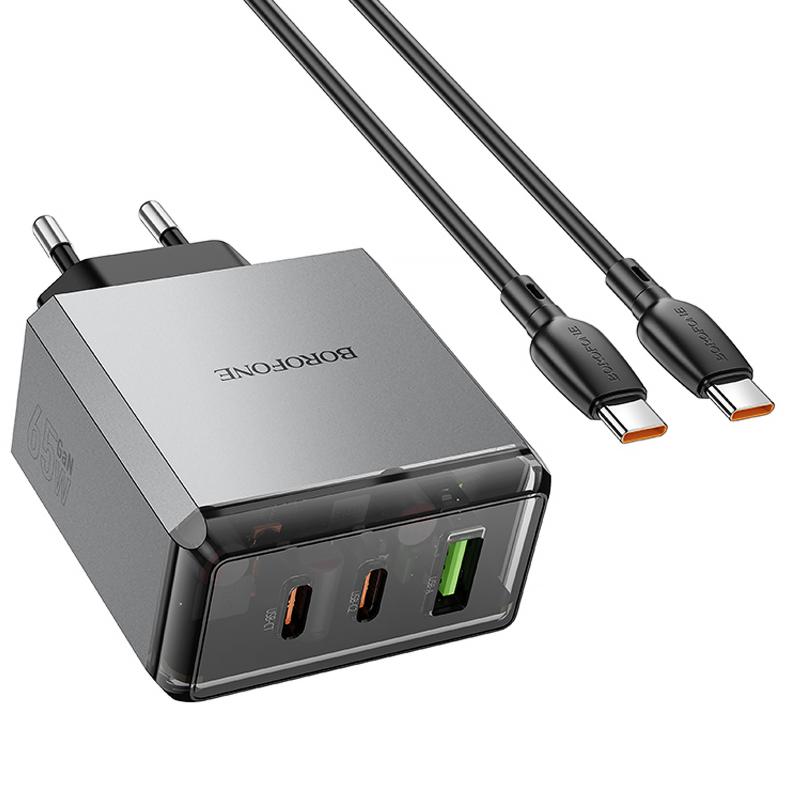 Уценка СЗУ Borofone BN22 Lena PD65W (1USB-A/2C) + кабель Type-C to Type-C
