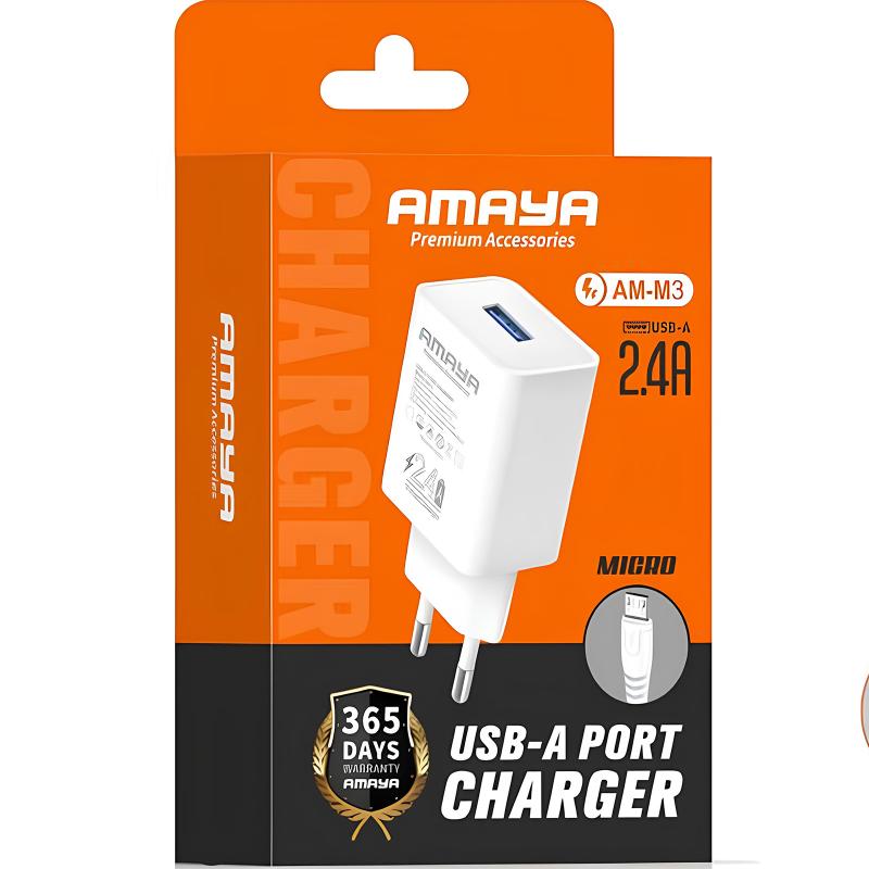 СЗУ Amaya M3 2.4A (1USB-A) + кабель USB to MicroUSB