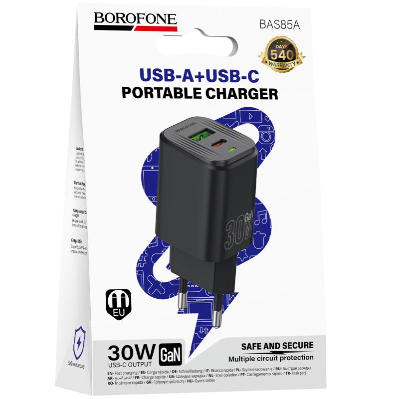 СЗУ Borofone BAS85A Star PD30W+QC3.0 (1USB-A/1C)