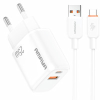 СЗУ Amaya E231D PD25W+QC3.0 (1USB-A/1C) + кабель USB to Type-C