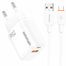 СЗУ Amaya E231D PD25W+QC3.0 (1USB-A/1C) + кабель USB to Type-C